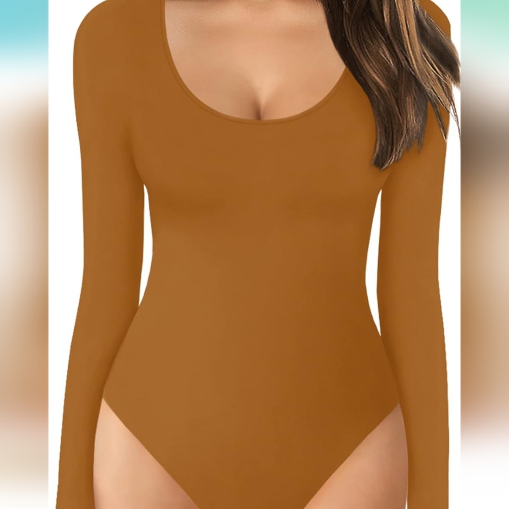 Mangopop long-sleeved bodysuit Camel color XL